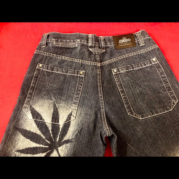 NEW HEMP LEAF BLUE men JEANS straight leg 36X32 - Picture 3 of 8